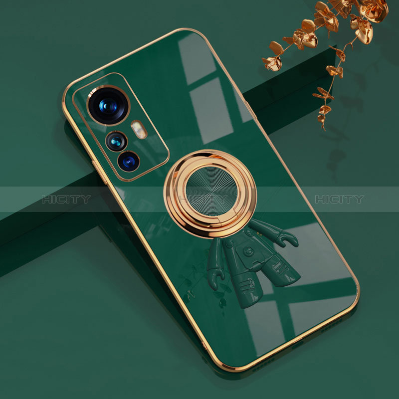 Custodia Silicone Ultra Sottile Morbida Cover con Magnetico Anello Supporto AN2 per Xiaomi Redmi K50 Ultra 5G Verde