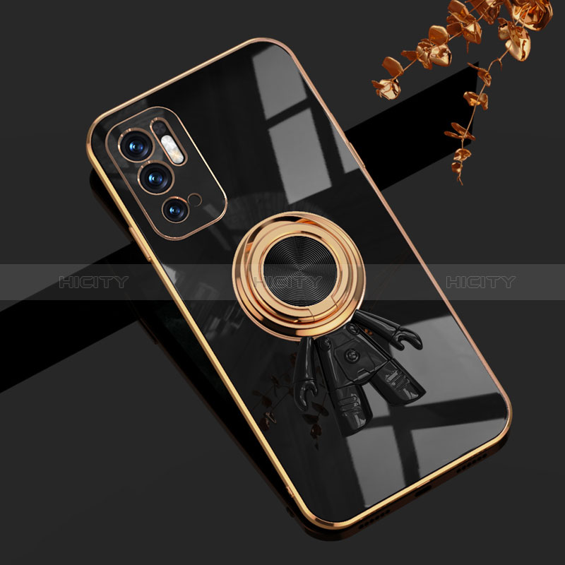 Custodia Silicone Ultra Sottile Morbida Cover con Magnetico Anello Supporto AN2 per Xiaomi Redmi Note 10T 5G Nero