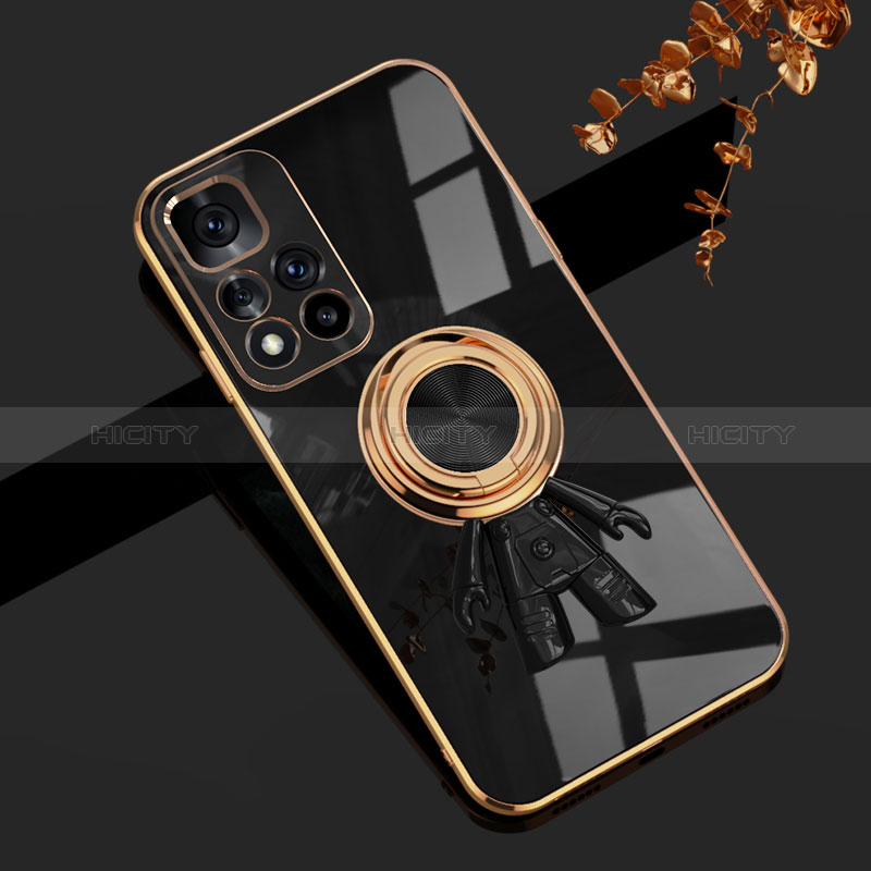 Custodia Silicone Ultra Sottile Morbida Cover con Magnetico Anello Supporto AN2 per Xiaomi Redmi Note 11 Pro+ Plus 5G