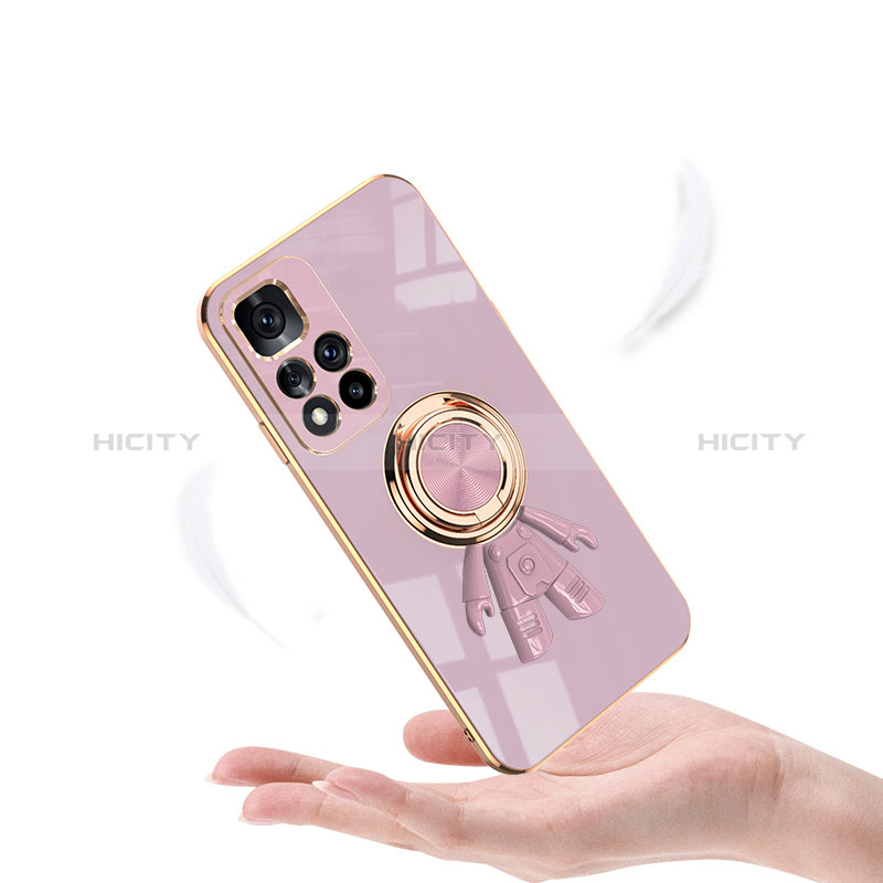 Custodia Silicone Ultra Sottile Morbida Cover con Magnetico Anello Supporto AN2 per Xiaomi Redmi Note 11S 5G