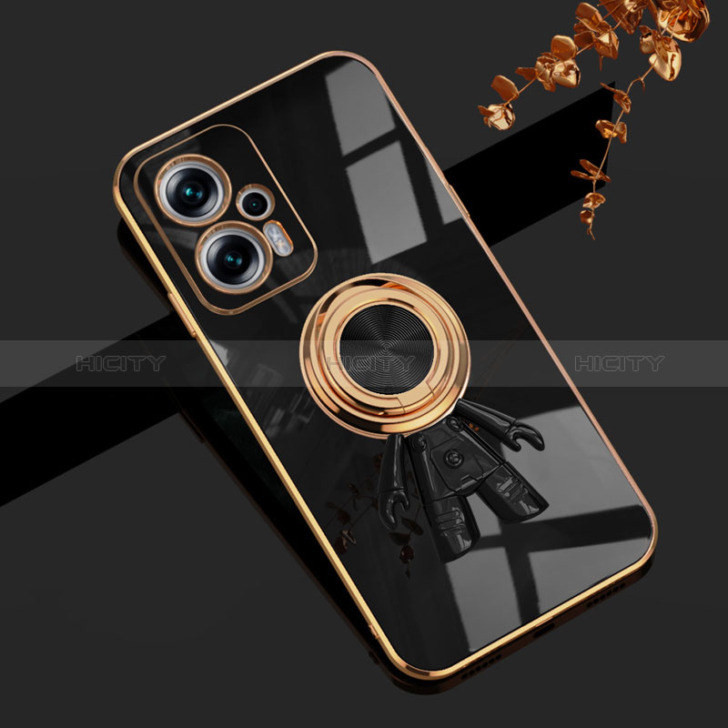 Custodia Silicone Ultra Sottile Morbida Cover con Magnetico Anello Supporto AN2 per Xiaomi Redmi Note 11T Pro+ Plus 5G