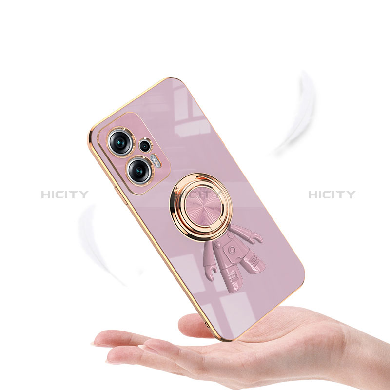 Custodia Silicone Ultra Sottile Morbida Cover con Magnetico Anello Supporto AN2 per Xiaomi Redmi Note 11T Pro+ Plus 5G