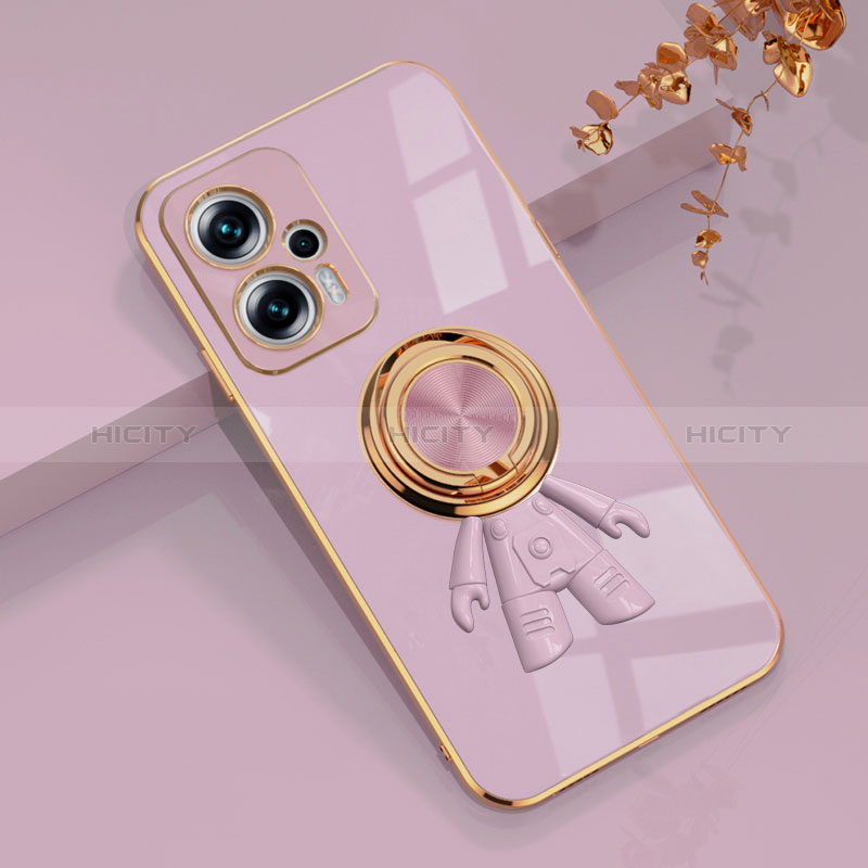 Custodia Silicone Ultra Sottile Morbida Cover con Magnetico Anello Supporto AN2 per Xiaomi Redmi Note 12T Pro 5G