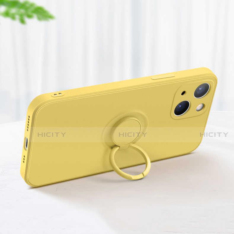 Custodia Silicone Ultra Sottile Morbida Cover con Magnetico Anello Supporto G02 per Apple iPhone 13