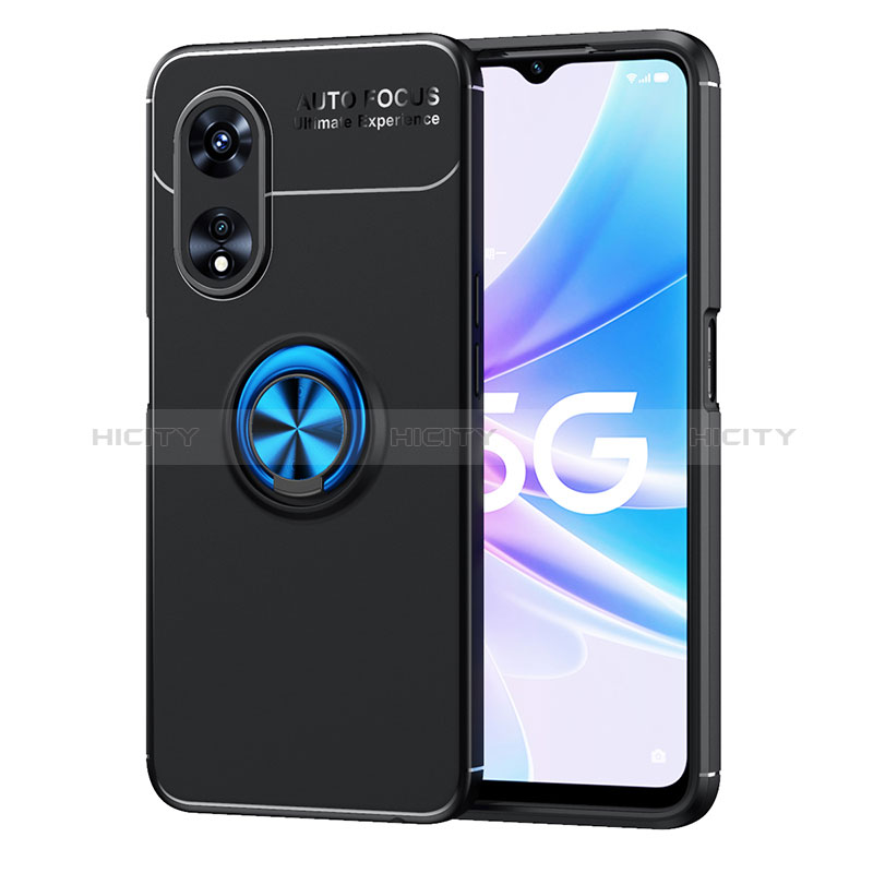 Custodia Silicone Ultra Sottile Morbida Cover con Magnetico Anello Supporto JM1 per Oppo A1 Pro 5G Blu e Nero