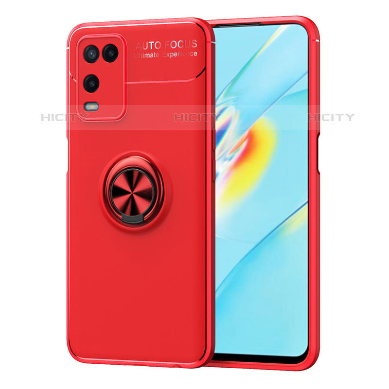 Custodia Silicone Ultra Sottile Morbida Cover con Magnetico Anello Supporto JM1 per Oppo A54 4G Rosso