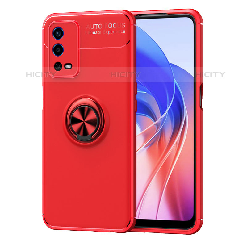 Custodia Silicone Ultra Sottile Morbida Cover con Magnetico Anello Supporto JM1 per Oppo A55 4G Rosso