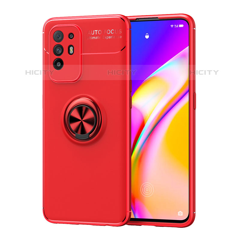 Custodia Silicone Ultra Sottile Morbida Cover con Magnetico Anello Supporto JM1 per Oppo A94 5G Rosso