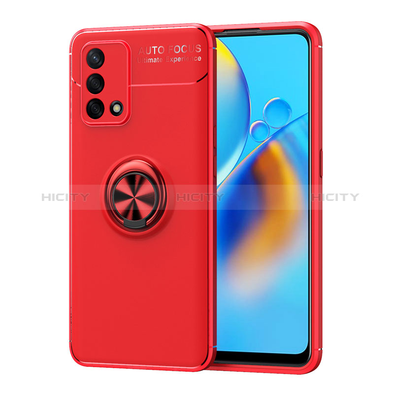 Custodia Silicone Ultra Sottile Morbida Cover con Magnetico Anello Supporto JM1 per Oppo F19 Rosso