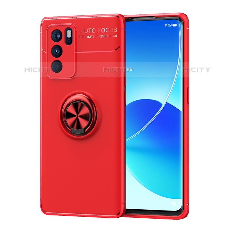 Custodia Silicone Ultra Sottile Morbida Cover con Magnetico Anello Supporto JM1 per Oppo Reno6 Pro 5G India