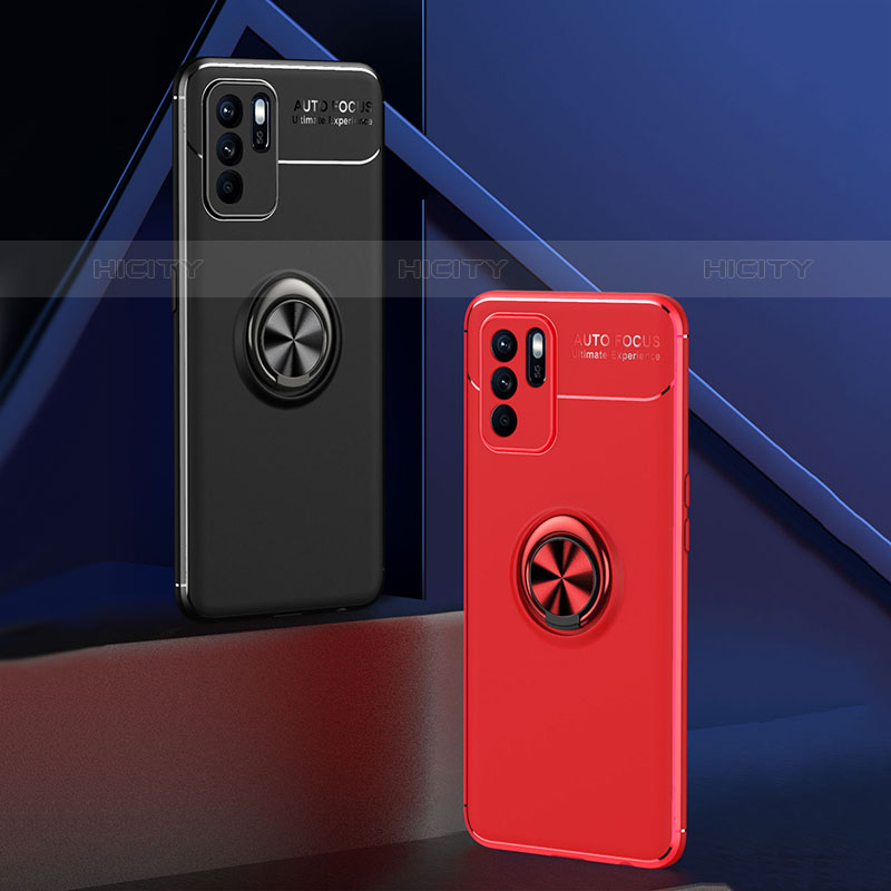 Custodia Silicone Ultra Sottile Morbida Cover con Magnetico Anello Supporto JM1 per Oppo Reno6 Z 5G