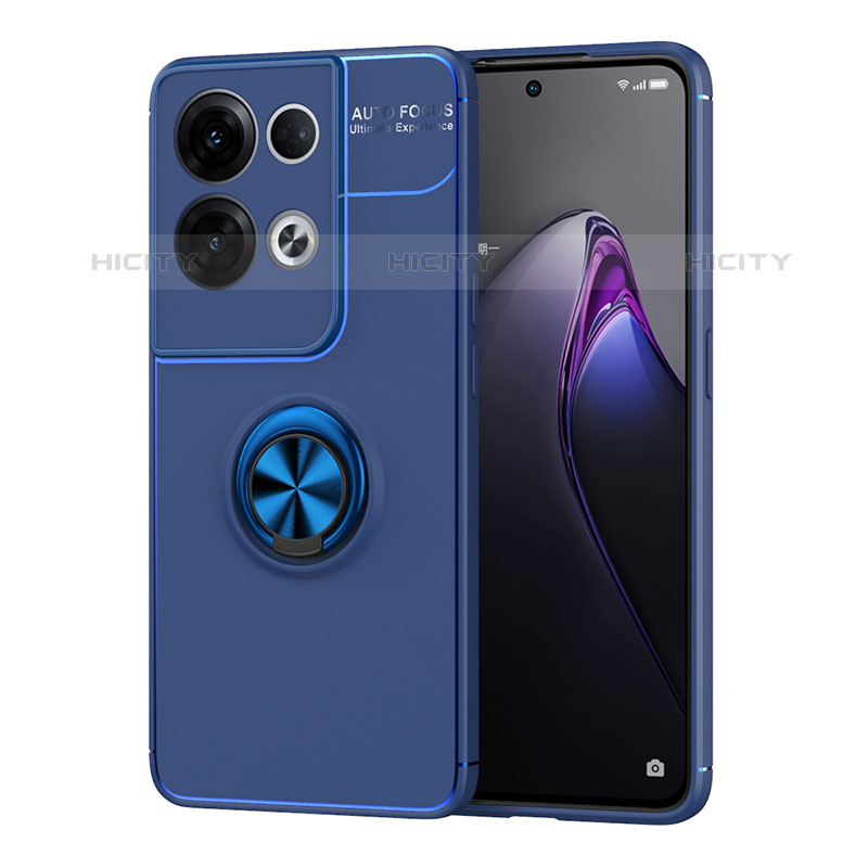 Custodia Silicone Ultra Sottile Morbida Cover con Magnetico Anello Supporto JM1 per Oppo Reno8 Pro+ Plus 5G