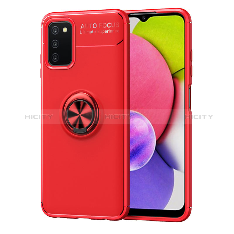 Custodia Silicone Ultra Sottile Morbida Cover con Magnetico Anello Supporto JM1 per Samsung Galaxy A02s Rosso