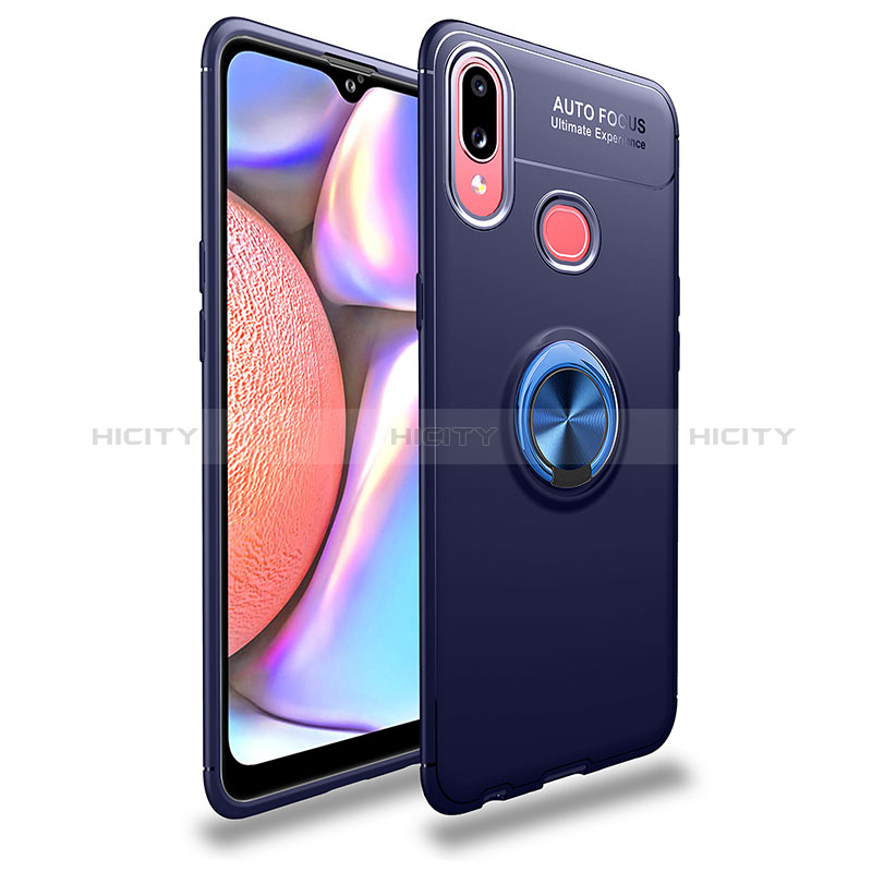 Custodia Silicone Ultra Sottile Morbida Cover con Magnetico Anello Supporto JM1 per Samsung Galaxy A10s Blu