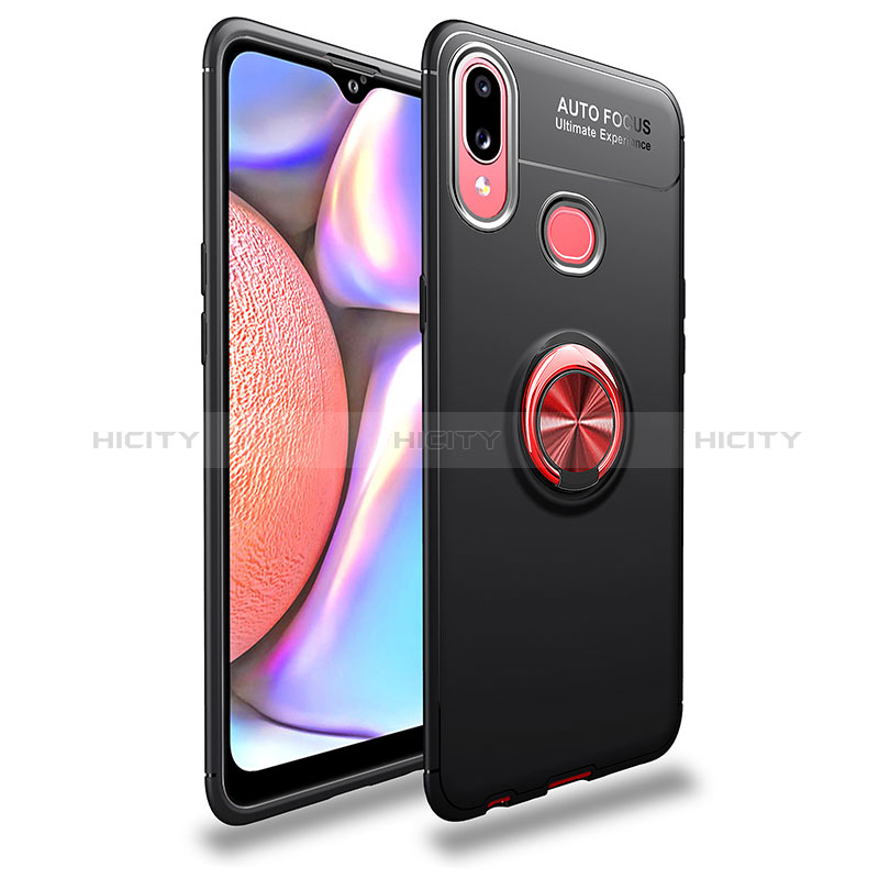 Custodia Silicone Ultra Sottile Morbida Cover con Magnetico Anello Supporto JM1 per Samsung Galaxy A10s Rosso e Nero
