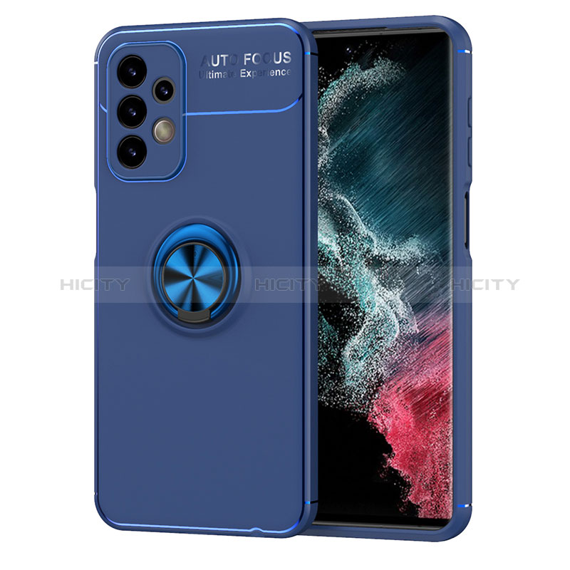 Custodia Silicone Ultra Sottile Morbida Cover con Magnetico Anello Supporto JM1 per Samsung Galaxy A23 5G Blu