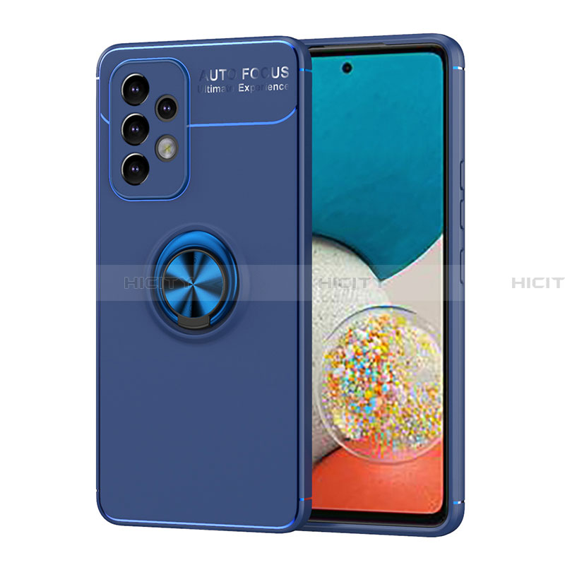 Custodia Silicone Ultra Sottile Morbida Cover con Magnetico Anello Supporto JM1 per Samsung Galaxy A33 5G Blu