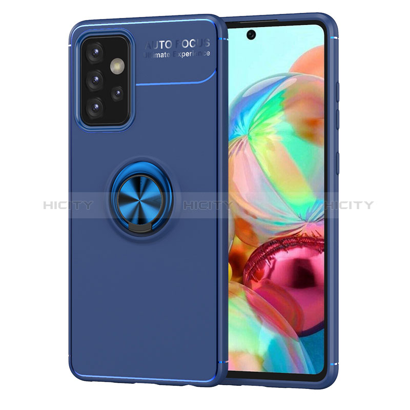 Custodia Silicone Ultra Sottile Morbida Cover con Magnetico Anello Supporto JM1 per Samsung Galaxy A52s 5G Blu