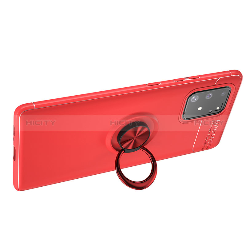 Custodia Silicone Ultra Sottile Morbida Cover con Magnetico Anello Supporto JM1 per Samsung Galaxy A91