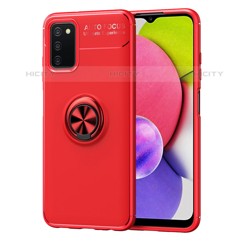 Custodia Silicone Ultra Sottile Morbida Cover con Magnetico Anello Supporto JM1 per Samsung Galaxy M02s Rosso