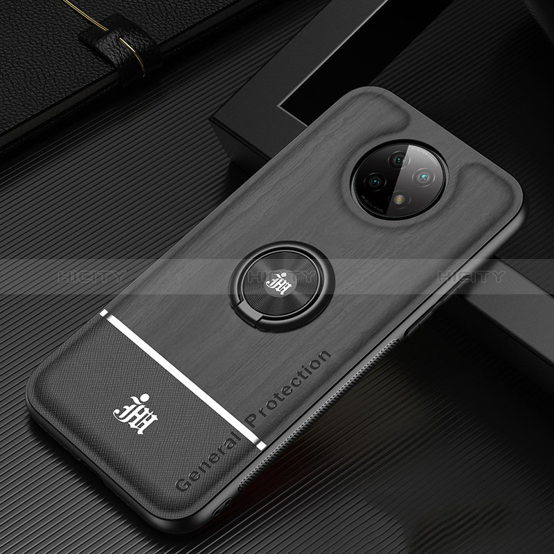 Custodia Silicone Ultra Sottile Morbida Cover con Magnetico Anello Supporto JM1 per Xiaomi Redmi Note 9 5G Nero