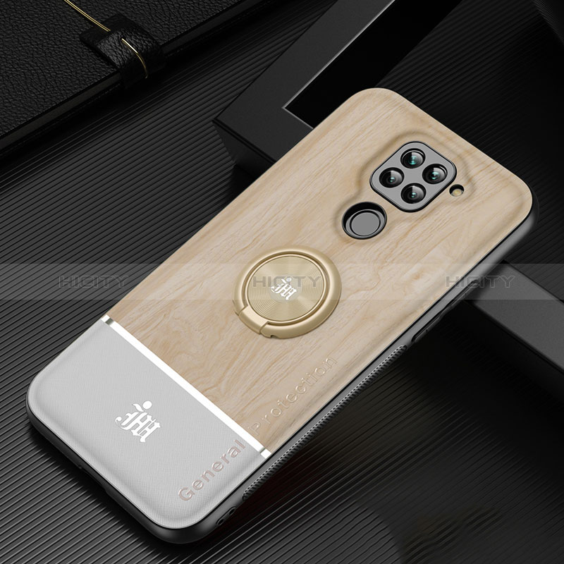 Custodia Silicone Ultra Sottile Morbida Cover con Magnetico Anello Supporto JM1 per Xiaomi Redmi Note 9 Oro