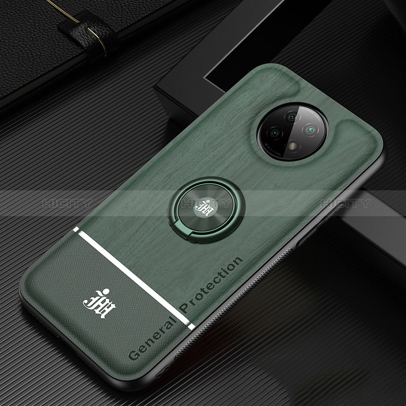 Custodia Silicone Ultra Sottile Morbida Cover con Magnetico Anello Supporto JM1 per Xiaomi Redmi Note 9T 5G Verde