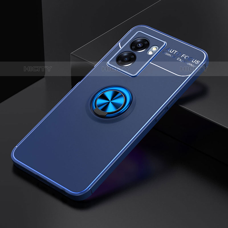 Custodia Silicone Ultra Sottile Morbida Cover con Magnetico Anello Supporto JM2 per OnePlus Nord N300 5G Blu