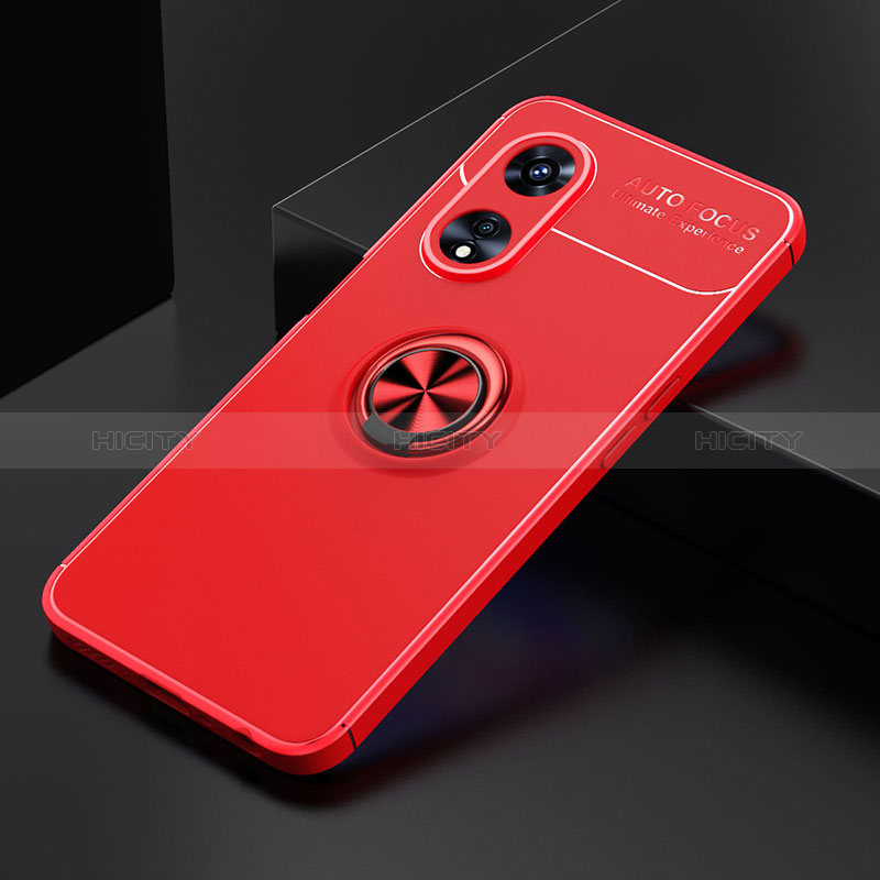 Custodia Silicone Ultra Sottile Morbida Cover con Magnetico Anello Supporto JM2 per Oppo A1 5G Rosso