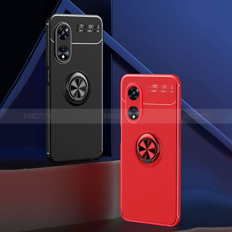 Custodia Silicone Ultra Sottile Morbida Cover con Magnetico Anello Supporto JM2 per Oppo A1 Pro 5G