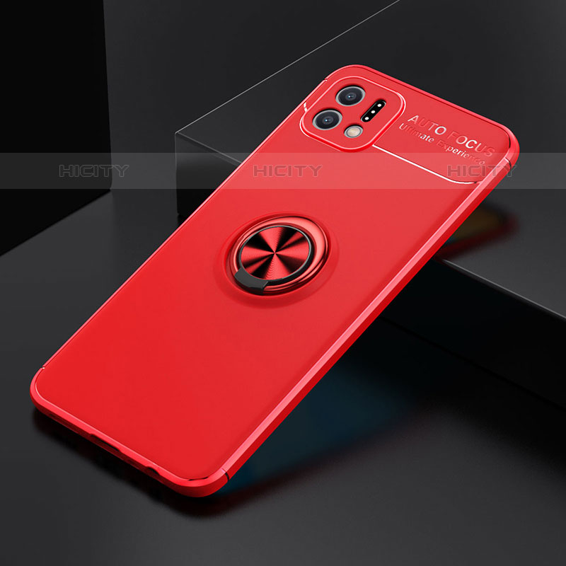 Custodia Silicone Ultra Sottile Morbida Cover con Magnetico Anello Supporto JM2 per Oppo A16e Rosso