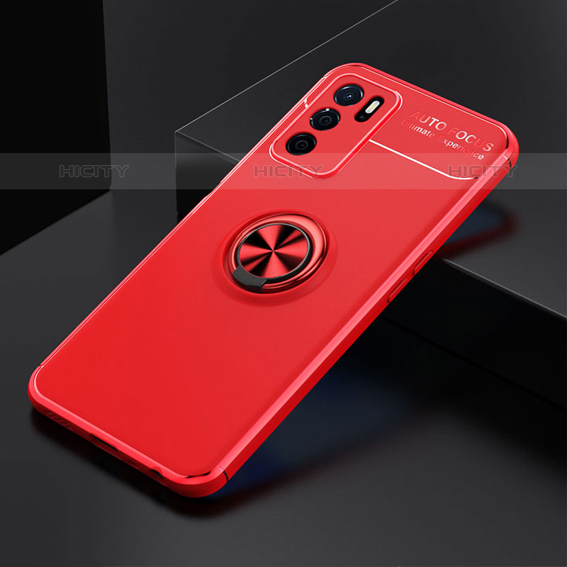 Custodia Silicone Ultra Sottile Morbida Cover con Magnetico Anello Supporto JM2 per Oppo A16s Rosso