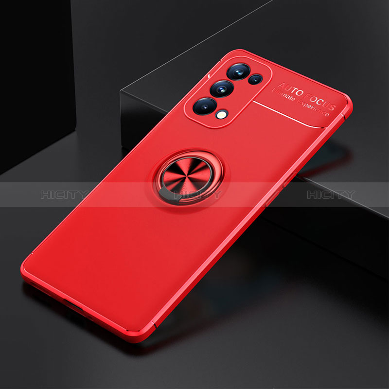 Custodia Silicone Ultra Sottile Morbida Cover con Magnetico Anello Supporto JM2 per Oppo A54 5G Rosso