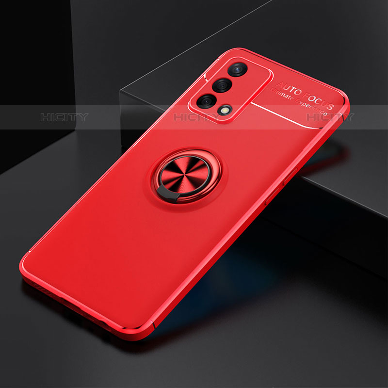 Custodia Silicone Ultra Sottile Morbida Cover con Magnetico Anello Supporto JM2 per Oppo A74 4G Rosso