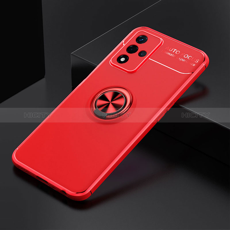 Custodia Silicone Ultra Sottile Morbida Cover con Magnetico Anello Supporto JM2 per Oppo A93s 5G Rosso