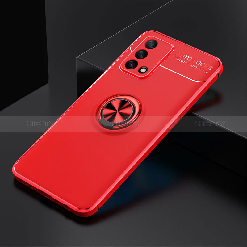 Custodia Silicone Ultra Sottile Morbida Cover con Magnetico Anello Supporto JM2 per Oppo F19s Rosso