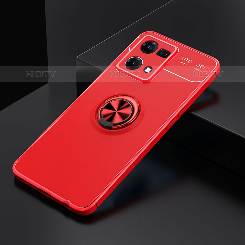 Custodia Silicone Ultra Sottile Morbida Cover con Magnetico Anello Supporto JM2 per Oppo F21s Pro 4G Rosso