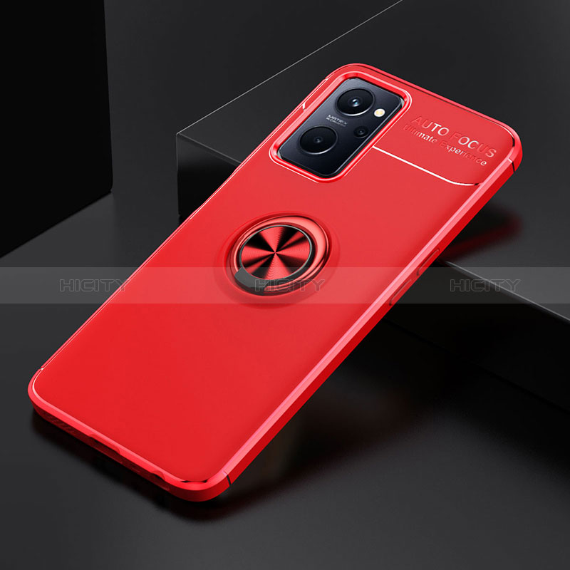 Custodia Silicone Ultra Sottile Morbida Cover con Magnetico Anello Supporto JM2 per Oppo K10 4G Rosso