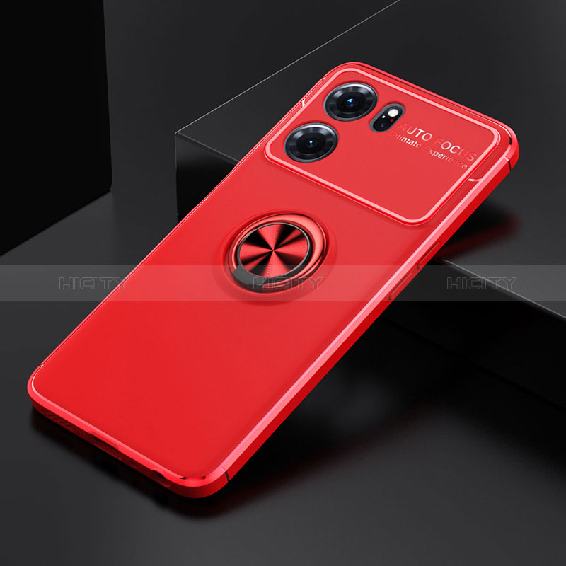 Custodia Silicone Ultra Sottile Morbida Cover con Magnetico Anello Supporto JM2 per Oppo K10 5G Rosso