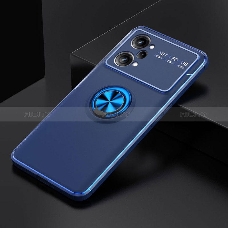 Custodia Silicone Ultra Sottile Morbida Cover con Magnetico Anello Supporto JM2 per Oppo K10 Pro 5G Blu