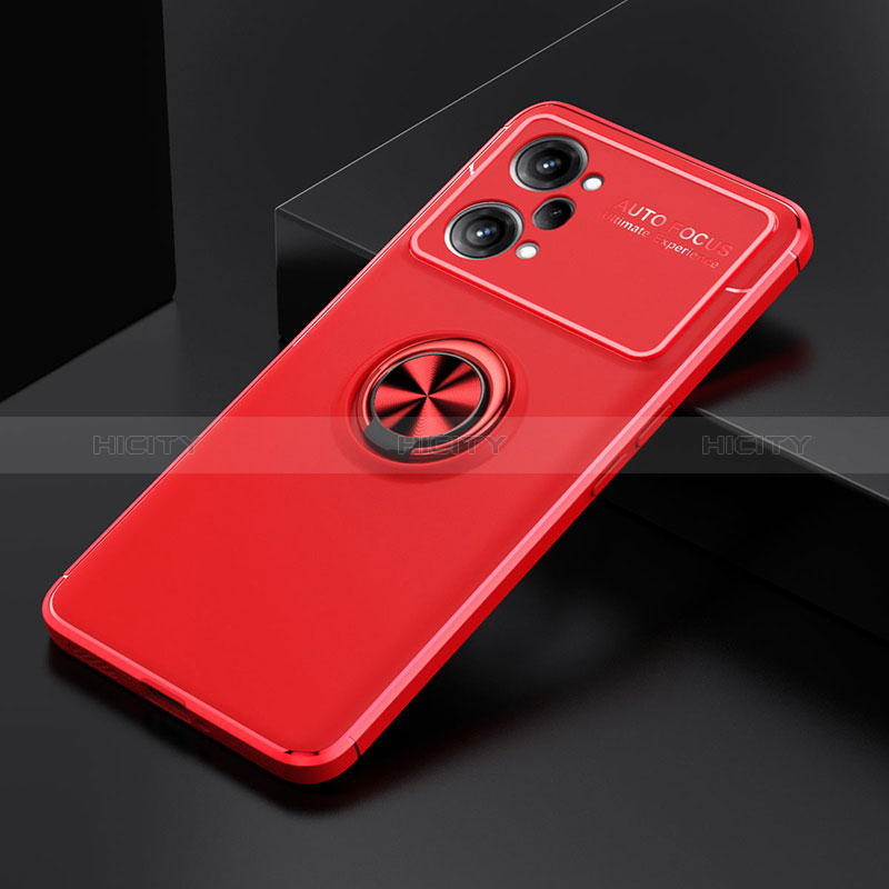 Custodia Silicone Ultra Sottile Morbida Cover con Magnetico Anello Supporto JM2 per Oppo K10 Pro 5G Rosso