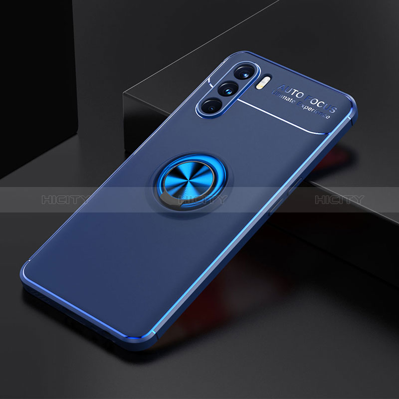 Custodia Silicone Ultra Sottile Morbida Cover con Magnetico Anello Supporto JM2 per Oppo K9 Pro 5G Blu