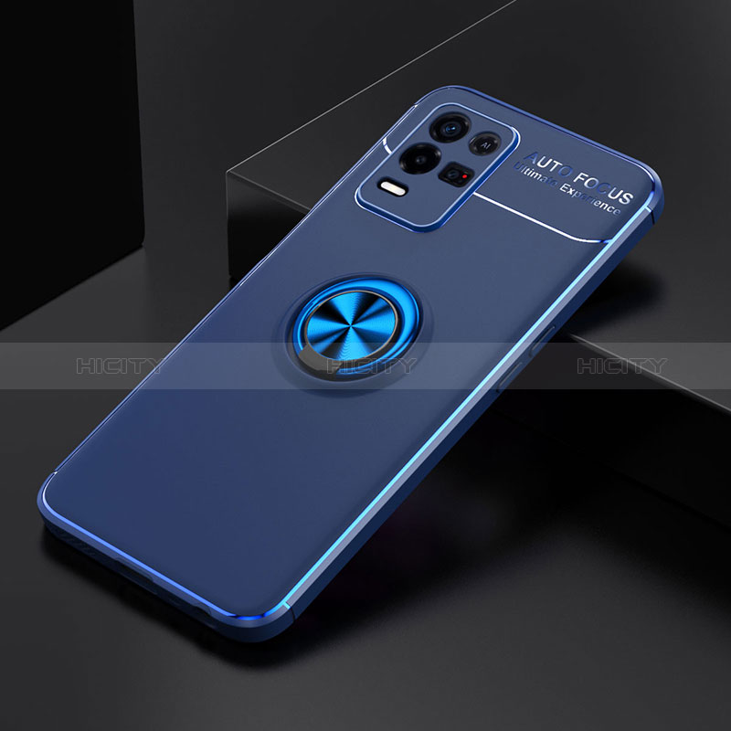 Custodia Silicone Ultra Sottile Morbida Cover con Magnetico Anello Supporto JM2 per Oppo K9X 5G Blu