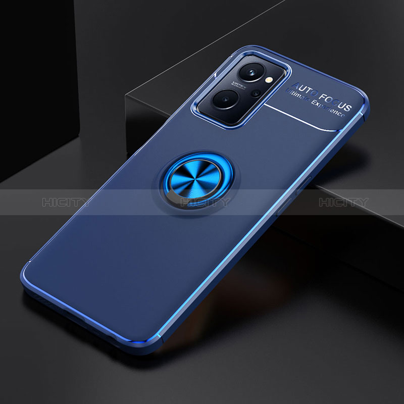 Custodia Silicone Ultra Sottile Morbida Cover con Magnetico Anello Supporto JM2 per Realme 9i 4G Blu