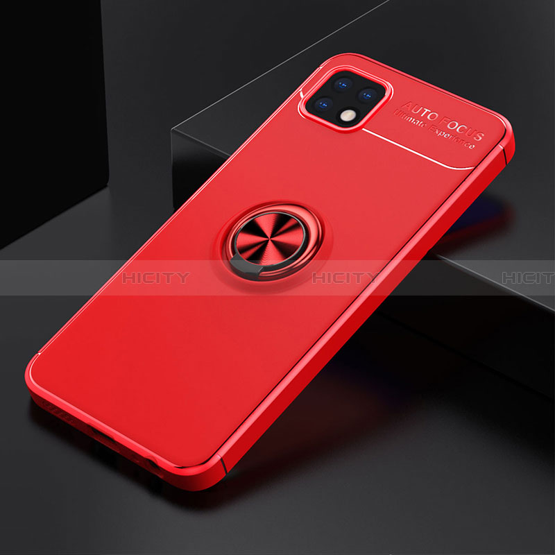 Custodia Silicone Ultra Sottile Morbida Cover con Magnetico Anello Supporto JM2 per Samsung Galaxy A22 5G Rosso