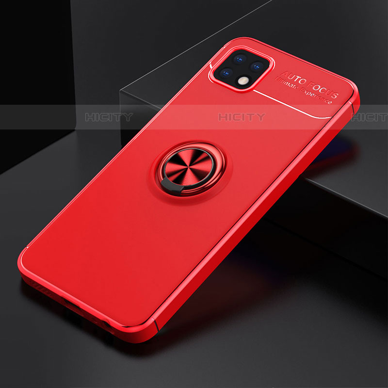 Custodia Silicone Ultra Sottile Morbida Cover con Magnetico Anello Supporto JM2 per Samsung Galaxy F42 5G Rosso