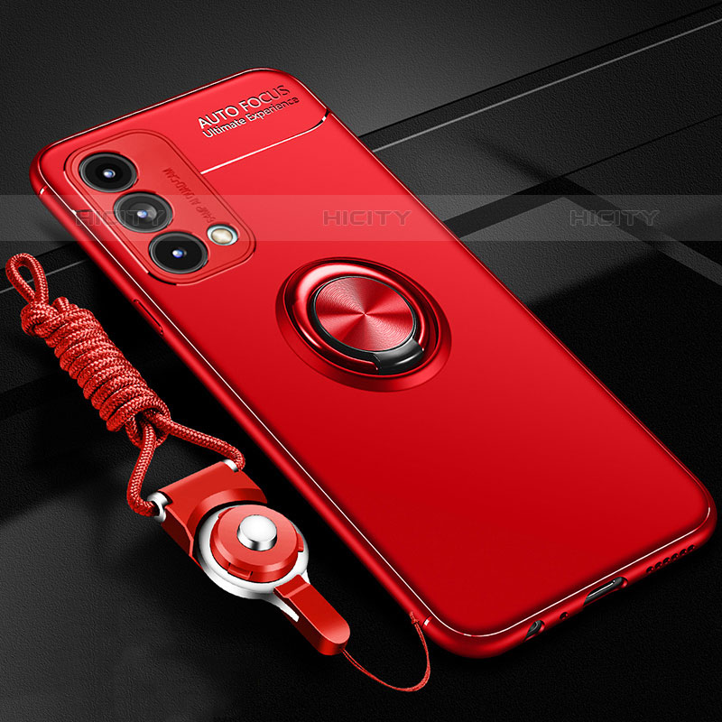 Custodia Silicone Ultra Sottile Morbida Cover con Magnetico Anello Supporto JM3 per OnePlus Nord N200 5G Rosso