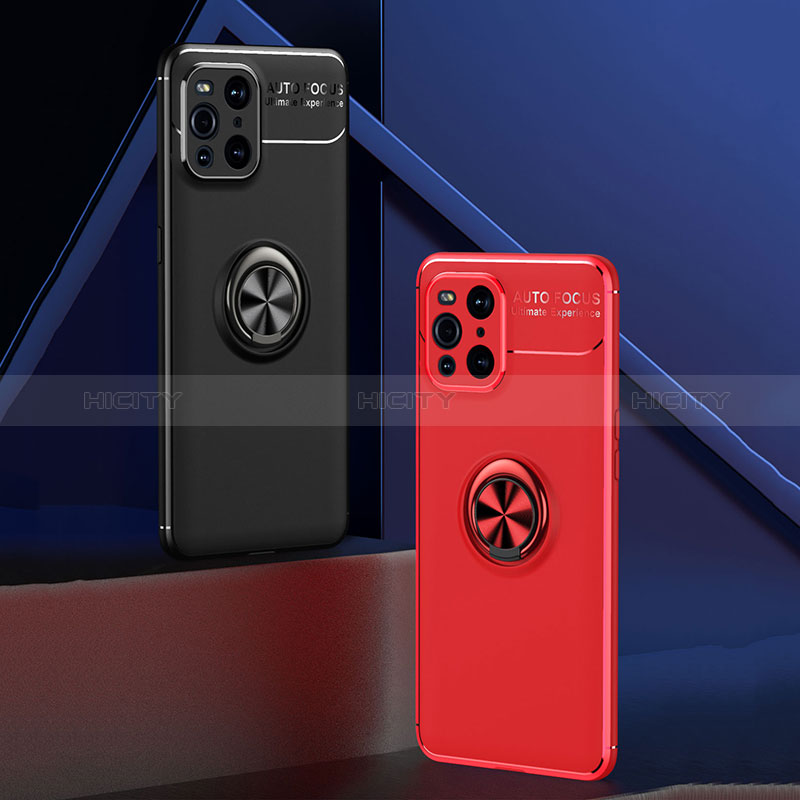 Custodia Silicone Ultra Sottile Morbida Cover con Magnetico Anello Supporto JM3 per Oppo Find X3 5G