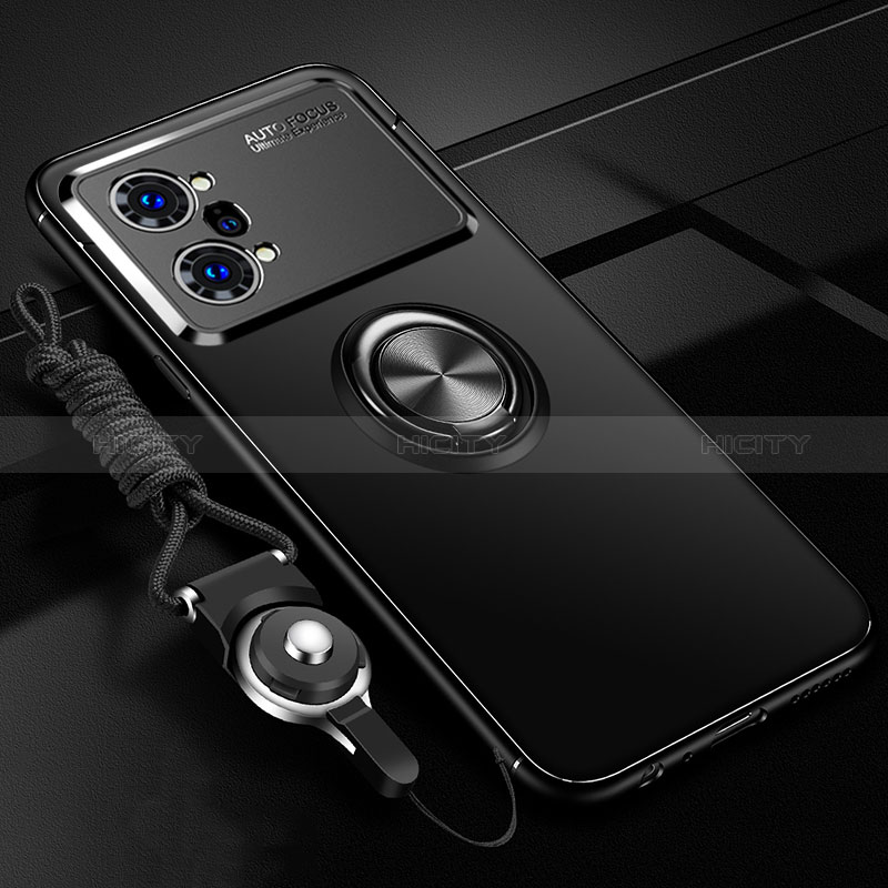 Custodia Silicone Ultra Sottile Morbida Cover con Magnetico Anello Supporto JM3 per Oppo K10 Pro 5G Nero