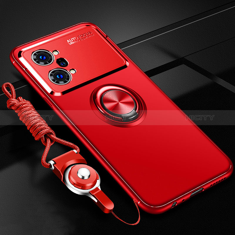 Custodia Silicone Ultra Sottile Morbida Cover con Magnetico Anello Supporto JM3 per Oppo K10 Pro 5G Rosso